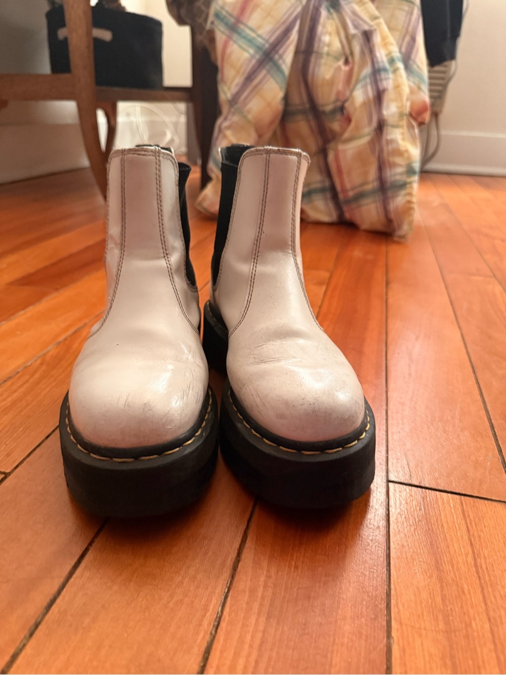 Dr. Martens White Platform Chelsea Boots docs